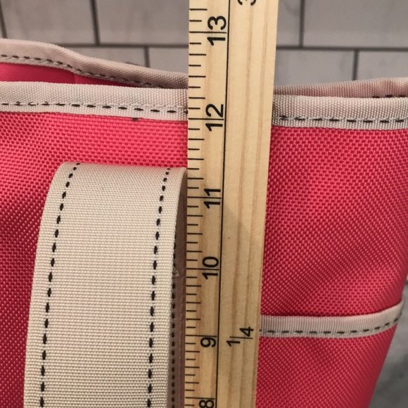 Lands End Tote Bag Womens Medium Pink Canvas Beach Travel Resortwear Gorpcore - Picture 8 of 9
